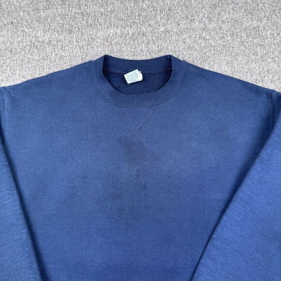 Vintage Russell Athletic Blank Sweatshirt Men's Medium Blue Grunge Skate Y2K - Picture 2 of 7
